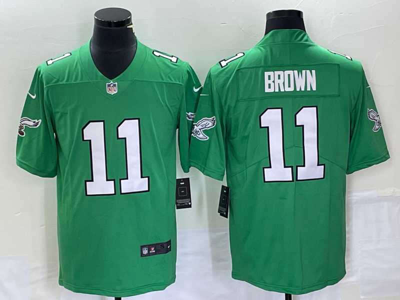 Mens Philadelphia Eagles #11 AJ Brown Green 2023 Vapor Limited Throwback Jersey->philadelphia eagles->NFL Jersey